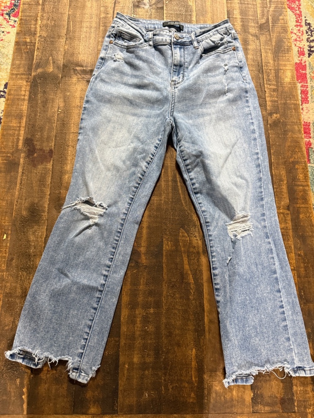 Judy Blue Light Blue Straight Leg Distressed Jeans